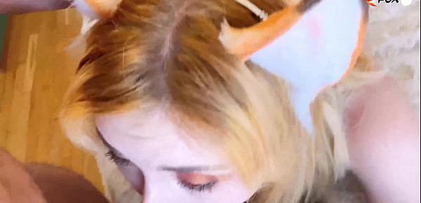  Shameless Fox Cowgirl and Blowjob - Footjob and Cum in Mouth